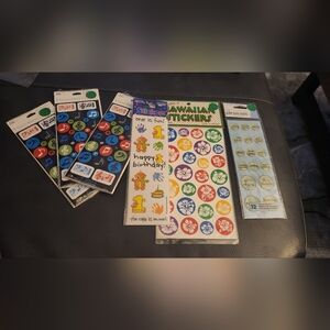 Various Lot Darice Musical and Hawaiian Sticker Set - Blue, Red, Green, Yellow